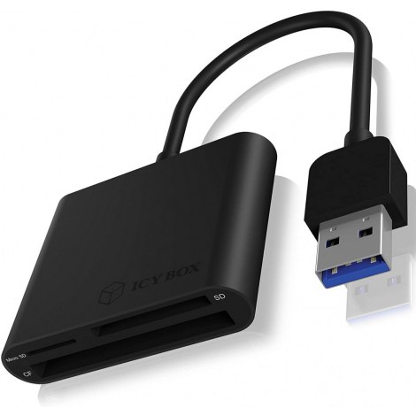 ICY BOX | IB-CR301-U3 USB 3.0 Zewnętrzny czytnik kart | USB 3.0 Typ-A | 3 x gniazdo czytnika kart: CF, SD, microSD - 2
